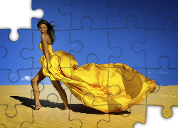 Kobieta, Piasek, Suknia