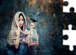 Dziewczyna, Klatka, Ptak