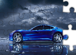Niebieski, Samochód, Chmury