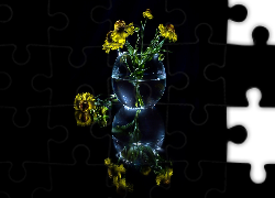 Żółte, Kwiaty, Światło, Wazon, Odbicie