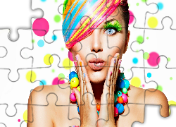 Kobieta, Kolorowy, Makijaż