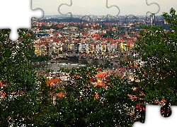 Praga, Z, Lotu, Ptaka, Panorama, Miasta