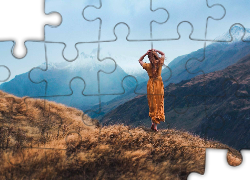 Kobieta, Góry, Niebo