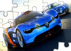 Dwa, Niebieskie, Auta, Renault, Alpine, A-110-50, 3D