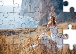 Kobieta, Panna Młoda, Morze, Skały