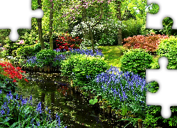 Wiosna, Park, Keukenhof, Staw, W Lisse