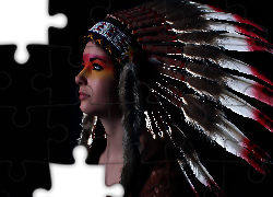 Kobieta, Makijaż, Pióropusz