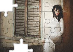 Kobieta, Modelka, Makijaż, Okno