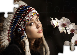 Kobieta, Pióropusz, Kwiatki