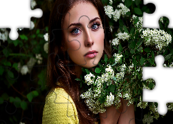 Kobieta, Białe, Kwiaty