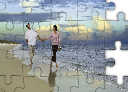 Para, Wybrzeże, Plaża, Radość