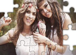 Uśmiechnięte, Dziewczyny, Modelki, Makijaż, Biżuteria