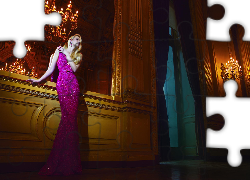 Kobieta, Blondynka, Biżuteria, Suknia, Sala Balowa