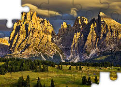 Góry, Dolina, Światło, Cień