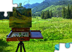 Góry, Krajobraz, Paleta, Pejzaż, Obraz