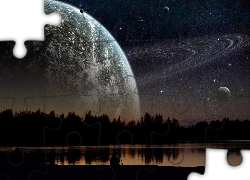 Planeta, Niebo, Kosmos, Jezioro, Fantasy