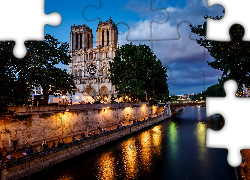 Paryż, Francja, Notre Dame, Sekwana, Most