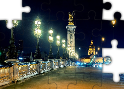 Paryż, Noc, Lampy, Oświetlenie, Most, Zamek