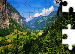 Góry, Lasy, Dolina, Droga, Domy