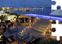 Luksusowy, Hotel, Taras, Basen, Widok, Morze, Cannes, Francja