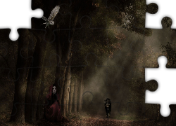 Czerwony kapturek, Wilk, Sowa, Las