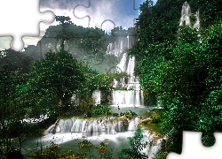 Wodospad, Thi Lo Su, Tajlandia, Kaskada, Drzewa
