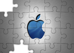 Logo, Apple, Niebieskie, 3D