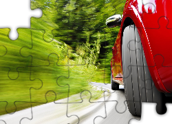 Czerwony, Samochód, Koło, Prędkość, Zieleń