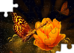 Grafika, Motyl, Kwiat