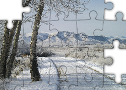 Zima, Śnieg, Droga, Góry