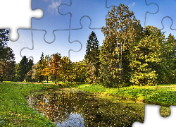 Rosja, Petersburg, Park, Jesień