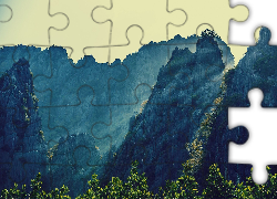 Góry, Las, Promienie, Słońca