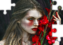 Agnieszka Lorek, Modelka, Kwiaty, Gladiole, Art