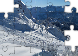 Zima, Góry, Nartostrada, Krajobraz