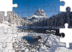 Zima, Góry, Las, Rzeka, Kładka