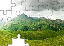 Góry, Łąki, Chmury, Droga