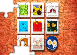 Kompozycja, Obrazków, Talerz, Jajka