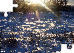 Zima, Śnieg, Promienie, Słońca