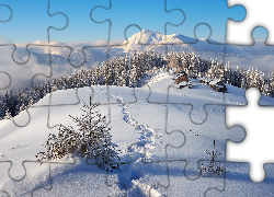 Zima, Góry, Las, Wioska