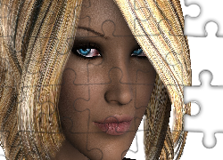 Kobieta, Spojrzenie, Portret, Grafika