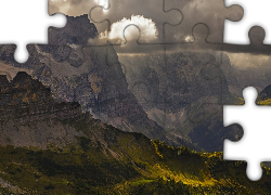 Góry, Łąki, Las, Chmury