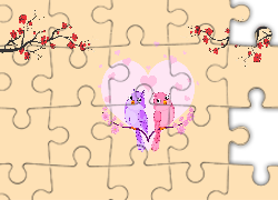 Zakochane, Ptaszki, Serca, Grafika