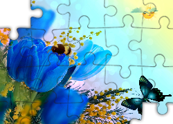 Tulipany, Motylek, Pszczoła