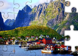 Wieś, Nad, Morzem, Góry, Port, Statki, Norwegia