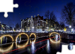 Amsterdam, Kanał, Most, Budynki