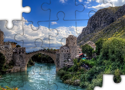Bośnia i Hercegowina, Mostar, Rzeka Neretwa, Most, Góry