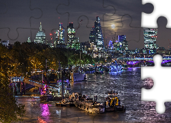 Nocna, Panorama, Londynu, HDR