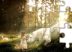 Koń, Dziewczynka, Las