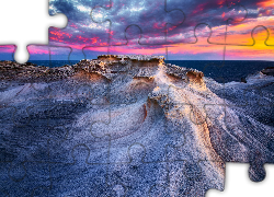 Klif, Ocean, Zachód, Słońca