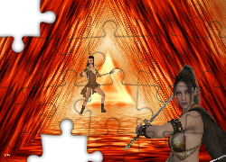 Wojowniczki, Grafika, Ogniste, Tło